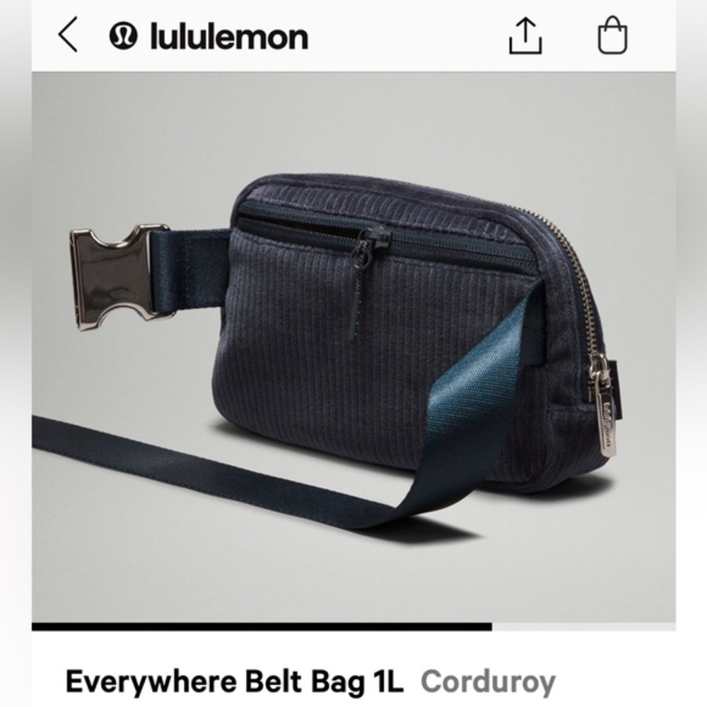 NWT Lululemon Corduroy Everywhere Belt Bag w Metal Hardware 1 Liter True Navy